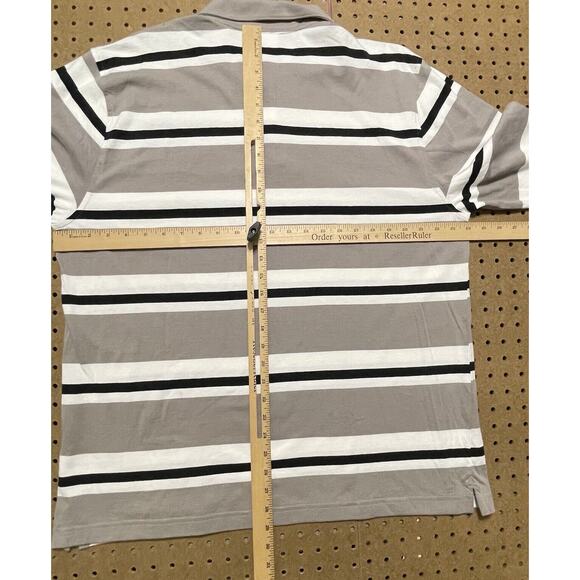 NWT Brooks Brothers 346 LS Polo Shirt Fleece Logo Stripes Gray & Navy XL Men - Picture 6 of 9